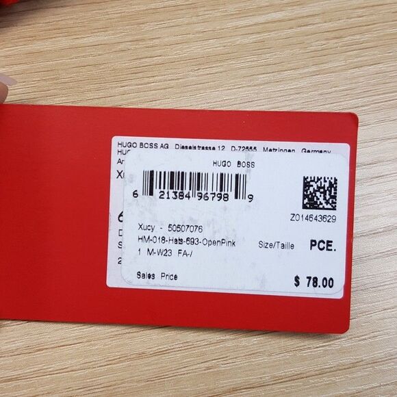 HUGO BOSS Mens Beanie Hat Red Cuffed Stretch Ribbed Knit 100% Wool - Picture 4 of 5